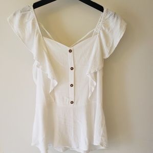 White flutter sleeve top